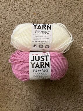 Premier Yarns pink and white worsted weight yarn